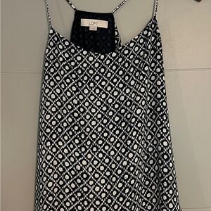 LOFT Navy and White Patterned Women's Top